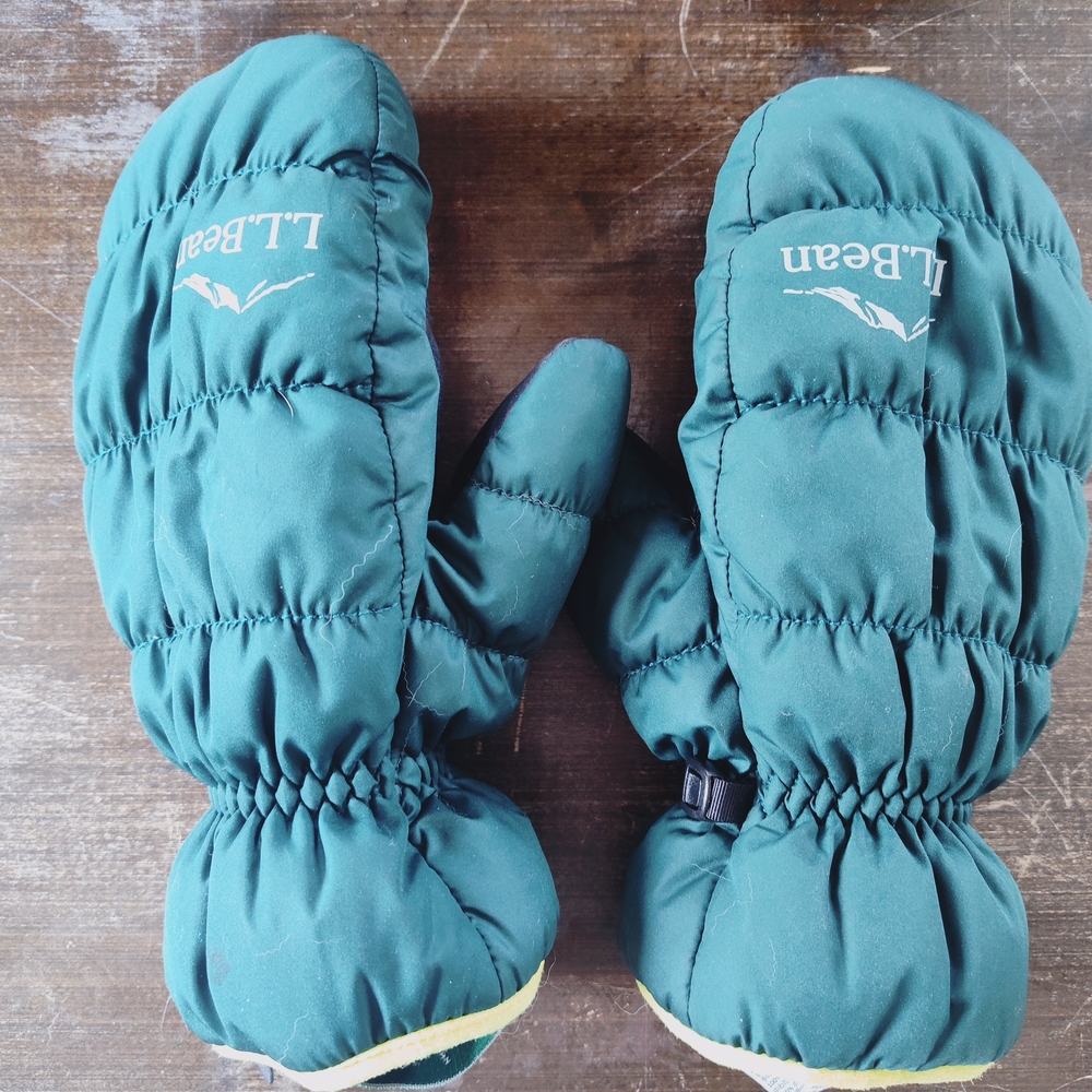 L.L. Bean Green Mittens Quilted Insulated